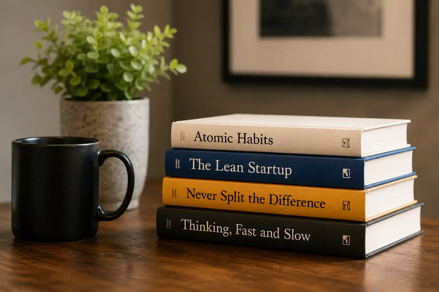 cozy stacked books